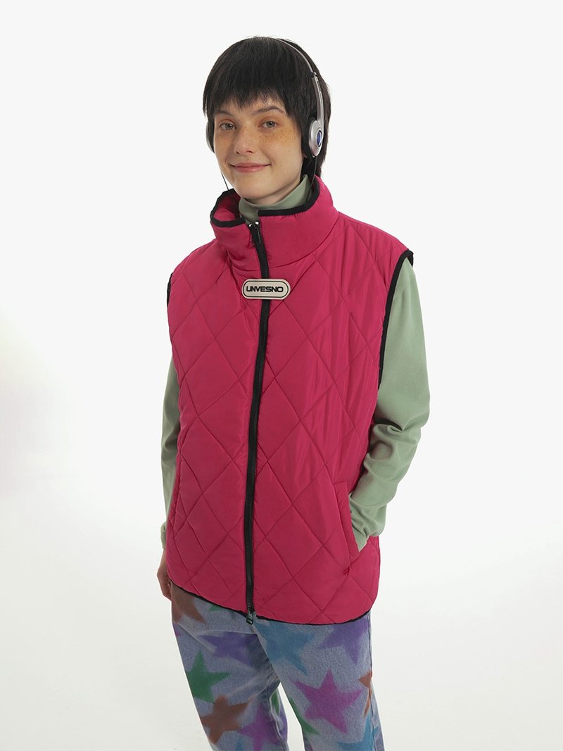 Unvesno (UN) 双拉链头包条菱格叠穿羽绒棉服马甲加厚保暖CT-2189 - 男装背心 - 其他材质 蓝色