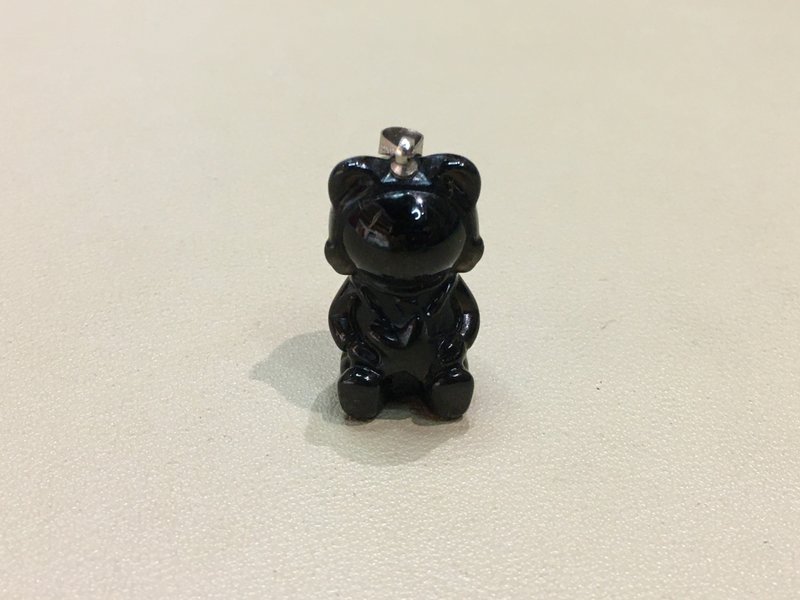 砂银黑曜石太空猫猫造形吊饰 - 有助清除和净化负能量 - 吊饰 - 宝石 