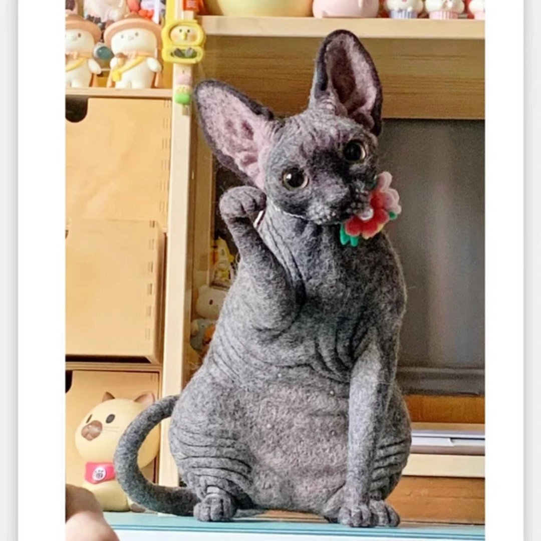 定制化礼物 逼真猫猫 羊毛毡 毛孩 宠物 娃娃 猫咪猫奴 似颜绘 c1 - 玩具 - 羊毛 多色