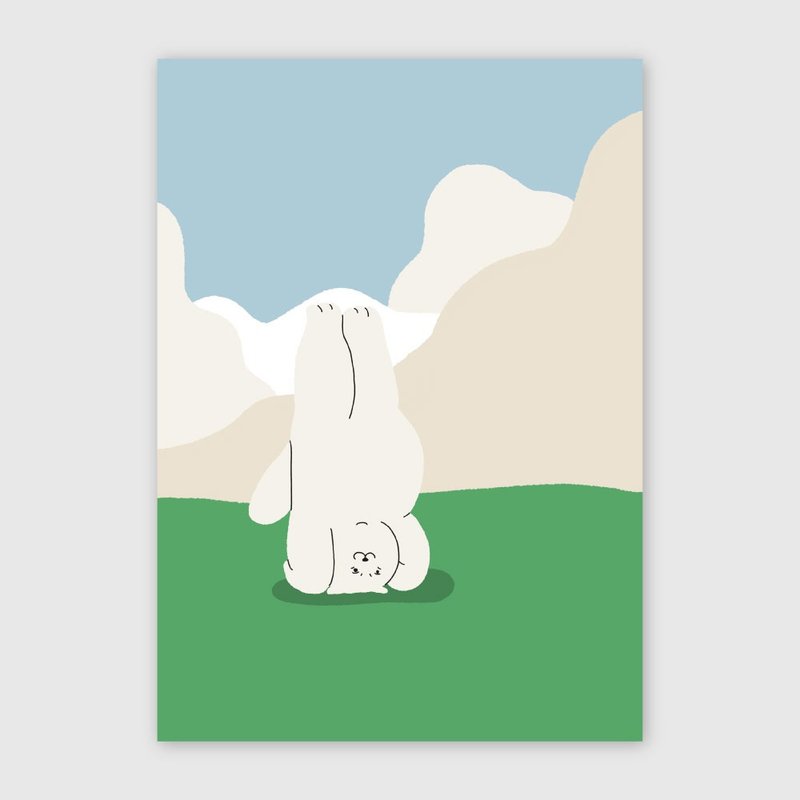 大猫插画海报 - Sirsasana（瑜珈头倒立） - 海报/装饰画/版画 - 纸 绿色