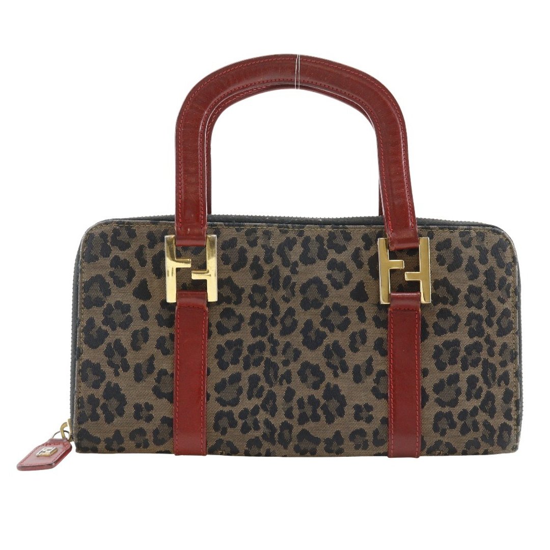 【日本直送】FENDI 钱包包 手提包 豹纹 尼龙帆布 棕色/红色 女仕【二手品】 - 手提包/手提袋 - 尼龙 咖啡色