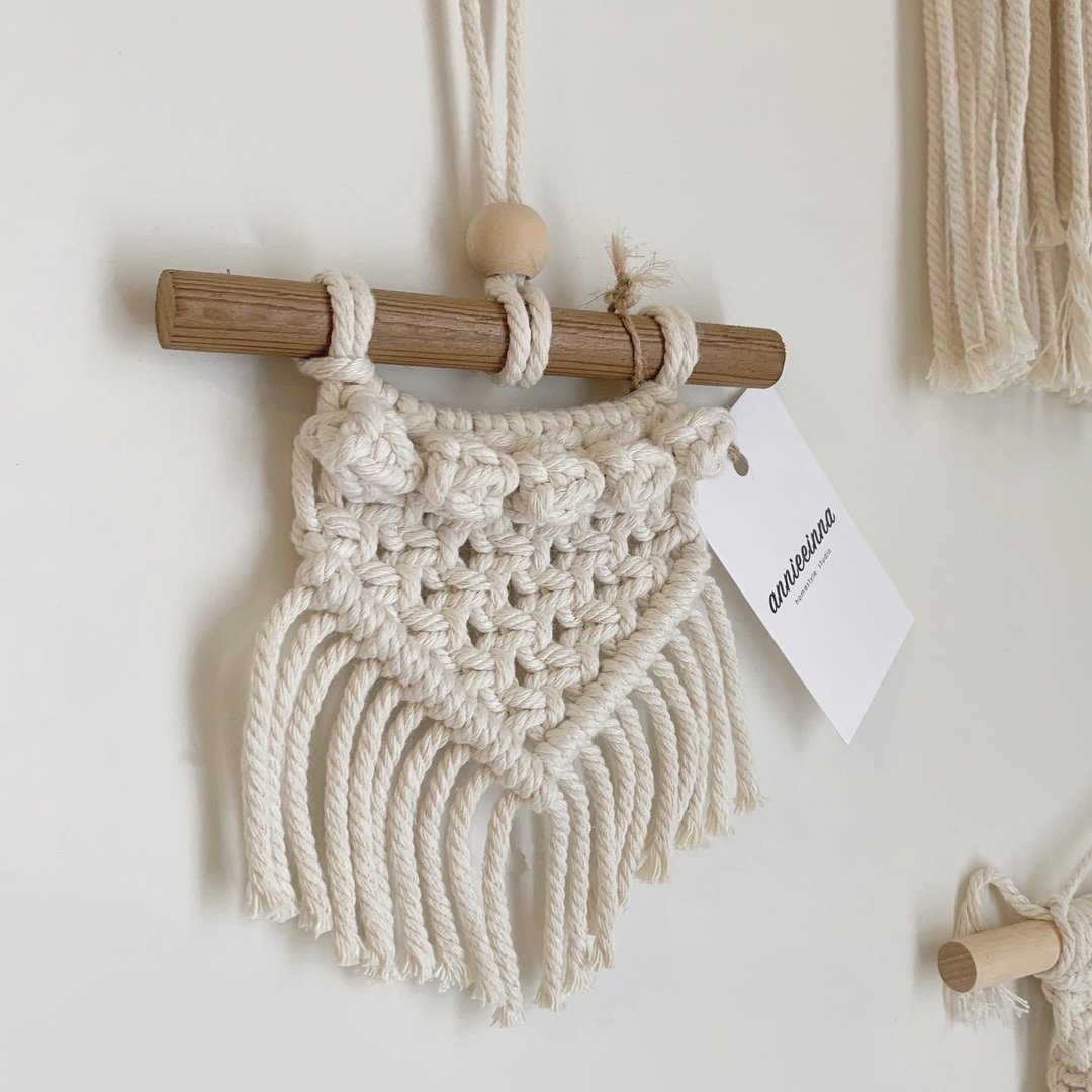 Macrame 编织 花苞 珠珠 小型 吊饰 挂饰 - 摆饰 - 棉 白色