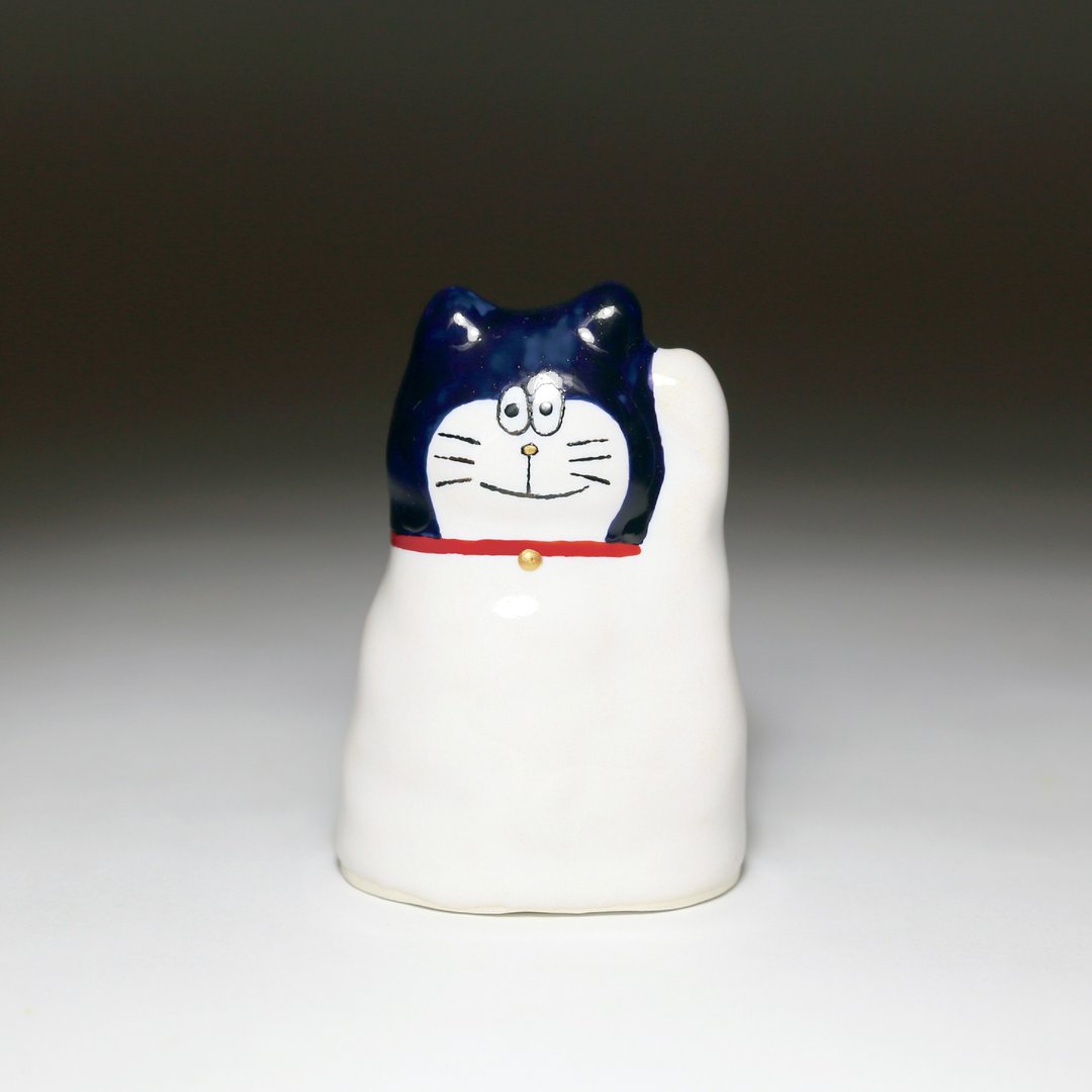 街头开运招财猫-诚恳哆啦#002 - 摆饰 - 陶 白色