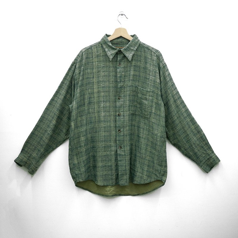 WRANGLER 长袖衬衫 绿色 格纹 二手 古着 - 男装衬衫 - 棉 绿色