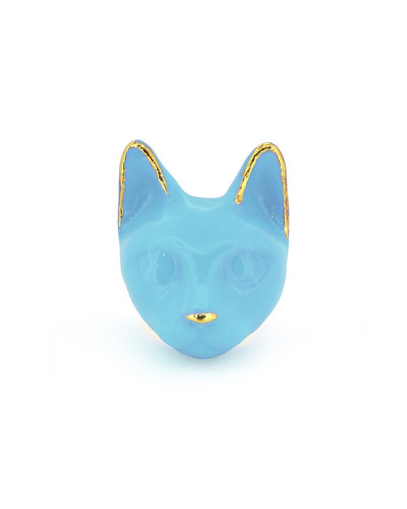 蔚蓝猫咪戒指 | 猫咪戒指 | 艺术收藏家 | 穿戴的艺术 | MaewMarch。 - 戒指 - 其他金属 蓝色