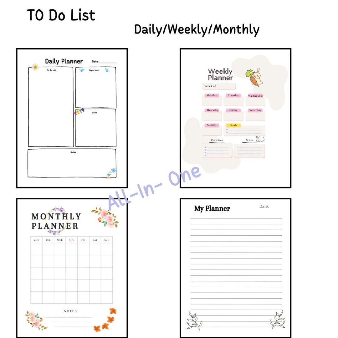 To Do List Daily/Weekly/Monthly Planner Downloadable File PDF Print  8.5x11 in - 其他数码商品 - 其他材质 