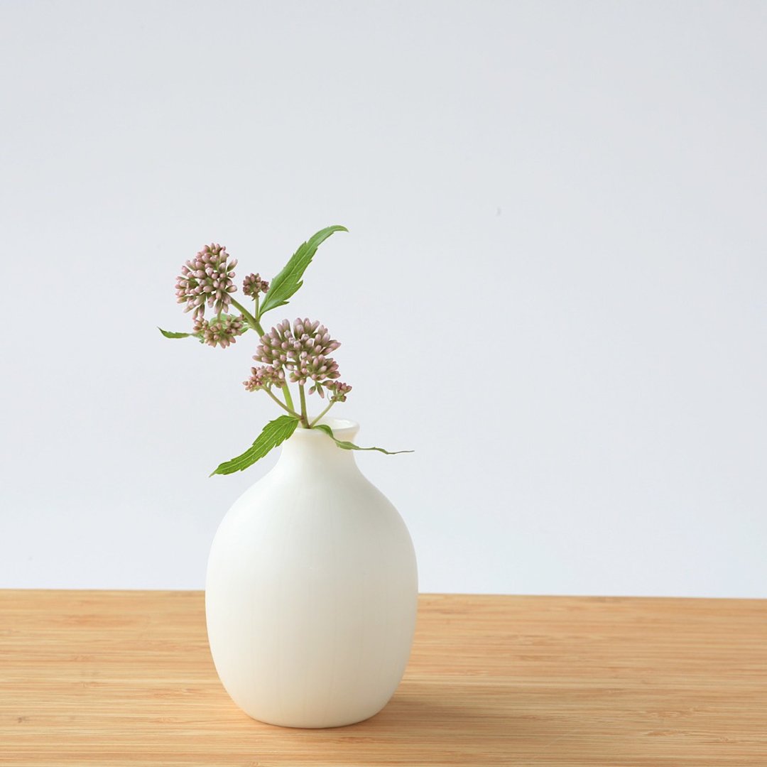 白色瓷器手工花瓶 日本制 - 花瓶/陶器 - 瓷 白色