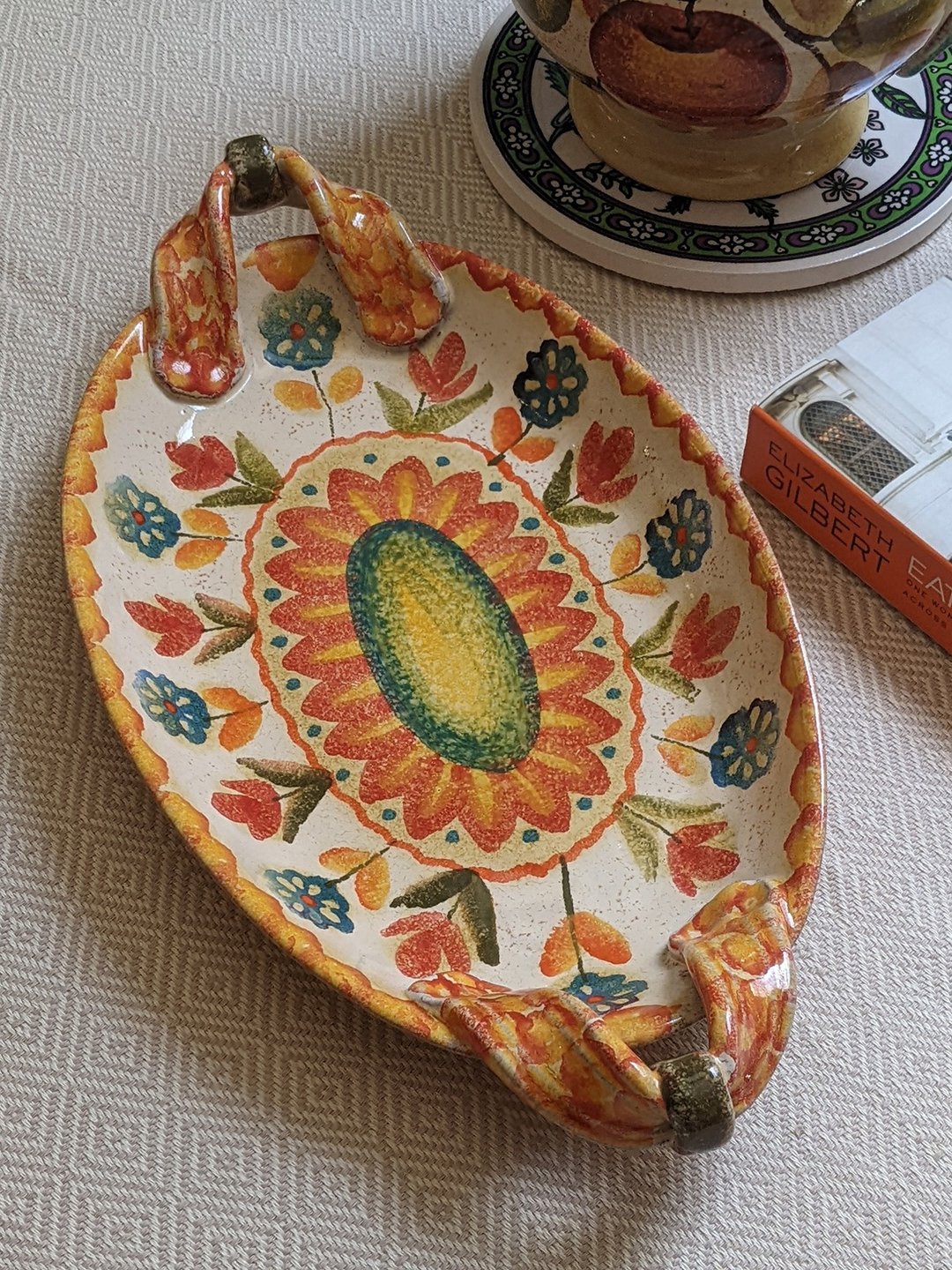 意大利手工陶-FER 义式派对 双耳椭圆盘 35x18cm - 盘子/餐盘/盘架 - 陶 红色