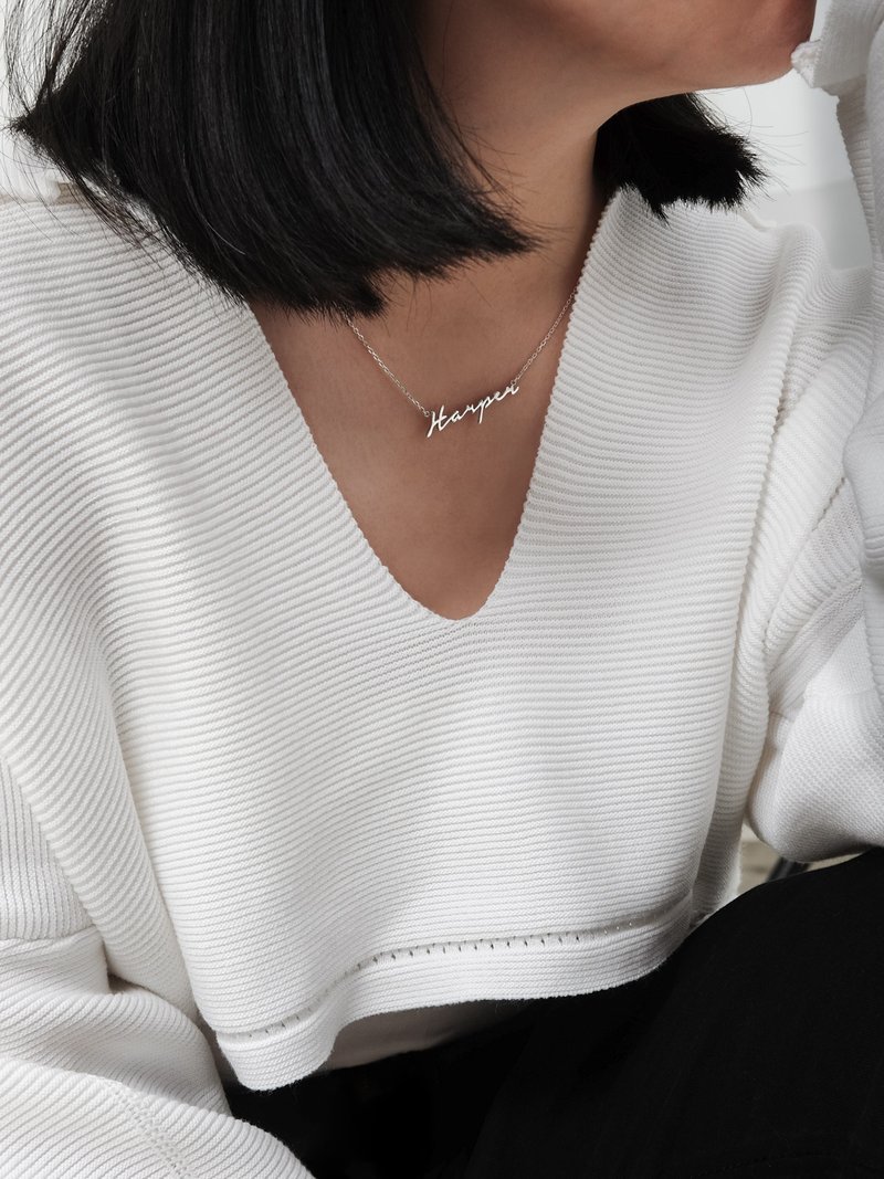 Custom Name - Classic Script Necklace - 项链 - 其他金属 银色
