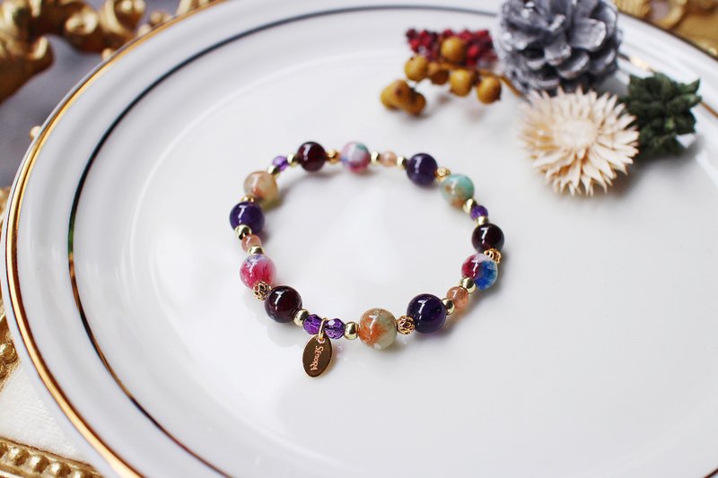 <慢温天然石系列>C1155紫水晶红石榴手链 - 手链/手环 - 宝石 