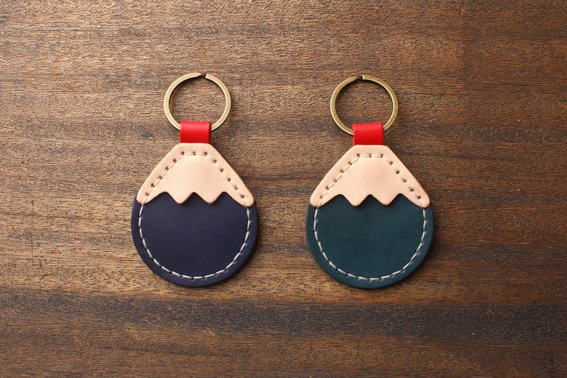 富士山 Airtag 保护皮套 福神 达摩不倒翁【免费刻字1-7个字】 - 钥匙链/钥匙包 - 真皮 