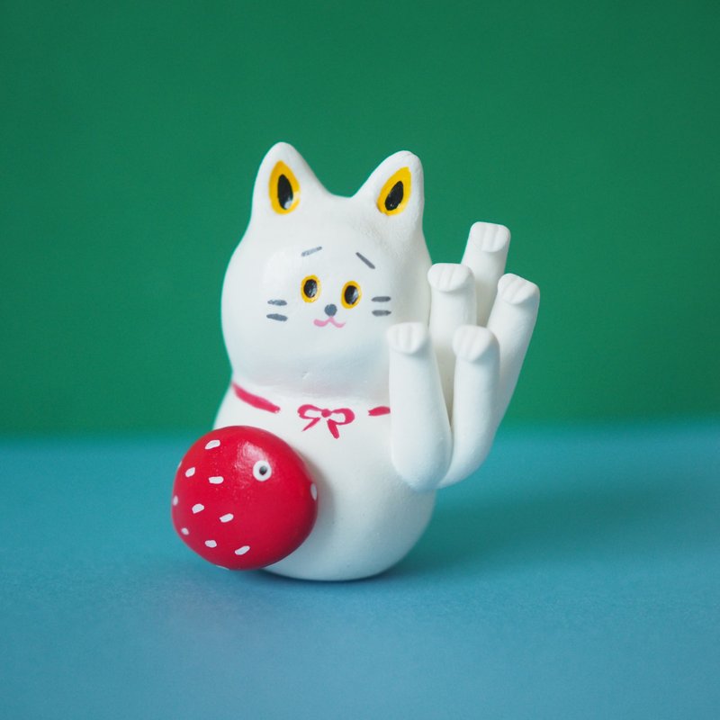 快乐的猫 - 玩偶/公仔 - 粘土 白色