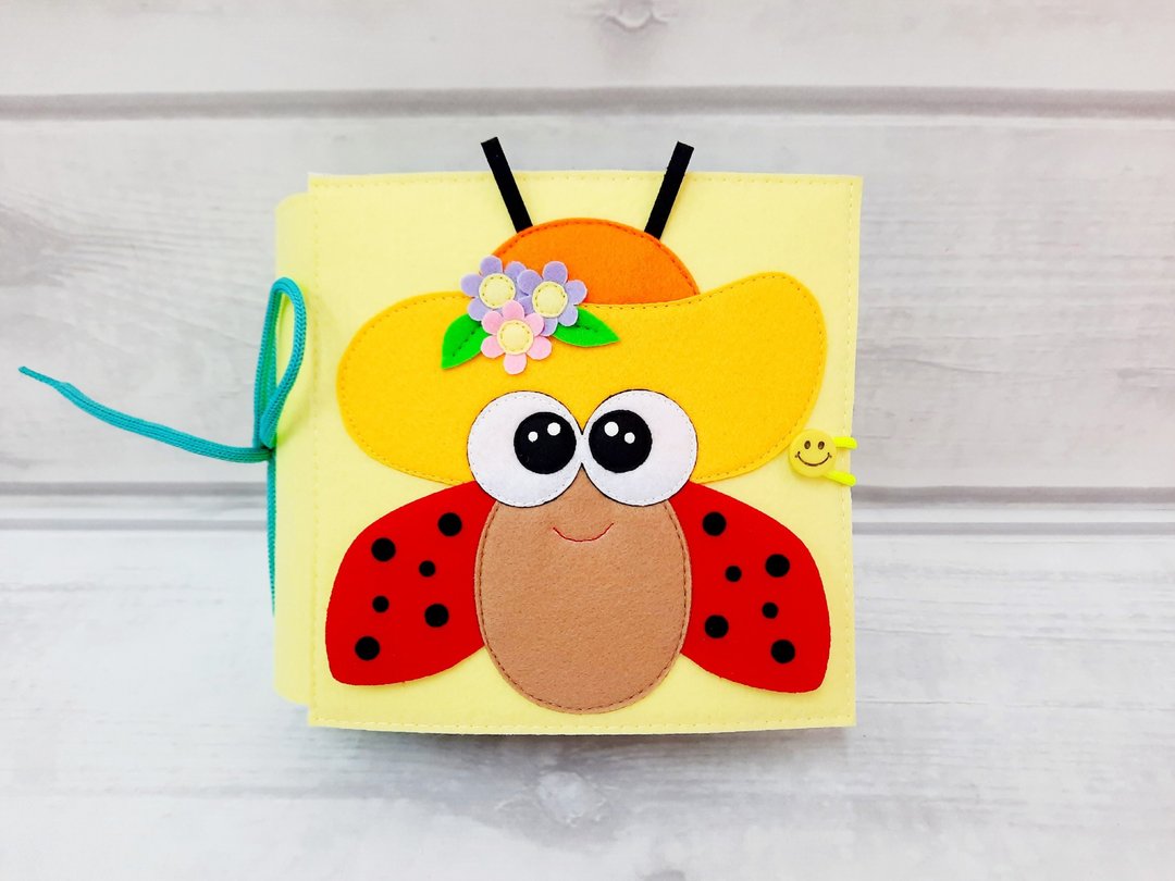 TACTILE BOOK FOR A BABY, 我的第一本書 3, Montessori Development Mini-Book  Insects - 玩具/玩偶 - 其他材质 黄色