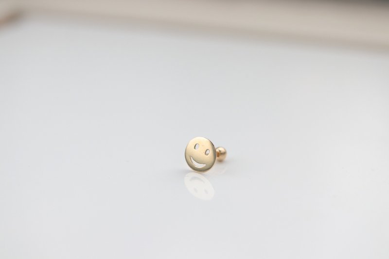 14K (Large) 微笑锁珠耳环 (8mm) (单个)耳骨 耳窝 不退色 - 耳环/耳夹 - 贵金属 金色