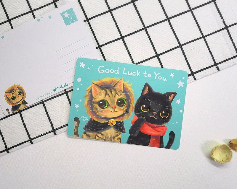 美生菜猫猫明信片 Good Luck to You. - 卡片/明信片 - 纸 