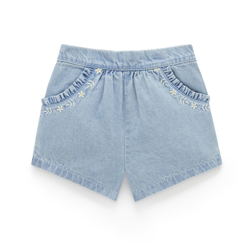 澳洲Purebaby有机棉女童装短裤12M-4T 口袋绣花牛仔 - 童装裤 - 棉．麻 