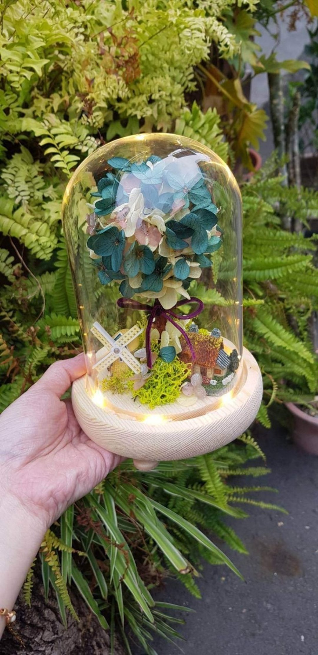 永生花玻璃罩-温馨小花园/玻璃罩小夜灯/干燥花/永生花 - 灯具/灯饰 - 植物．花 