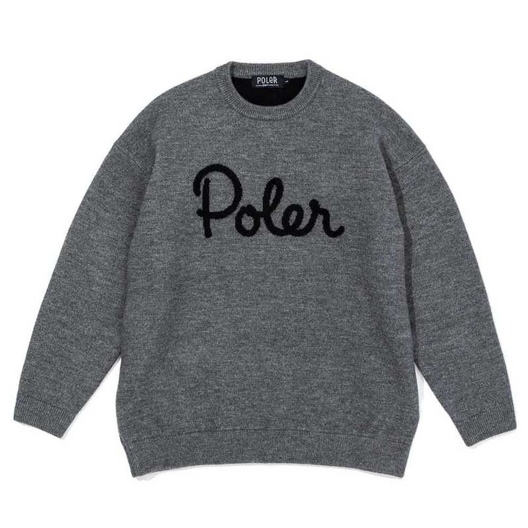 日本限定 POLER ELBOW PATCH KINT 手肘补丁针织上衣 灰色 - 男装针织衫/毛衣 - 其他材质 灰色