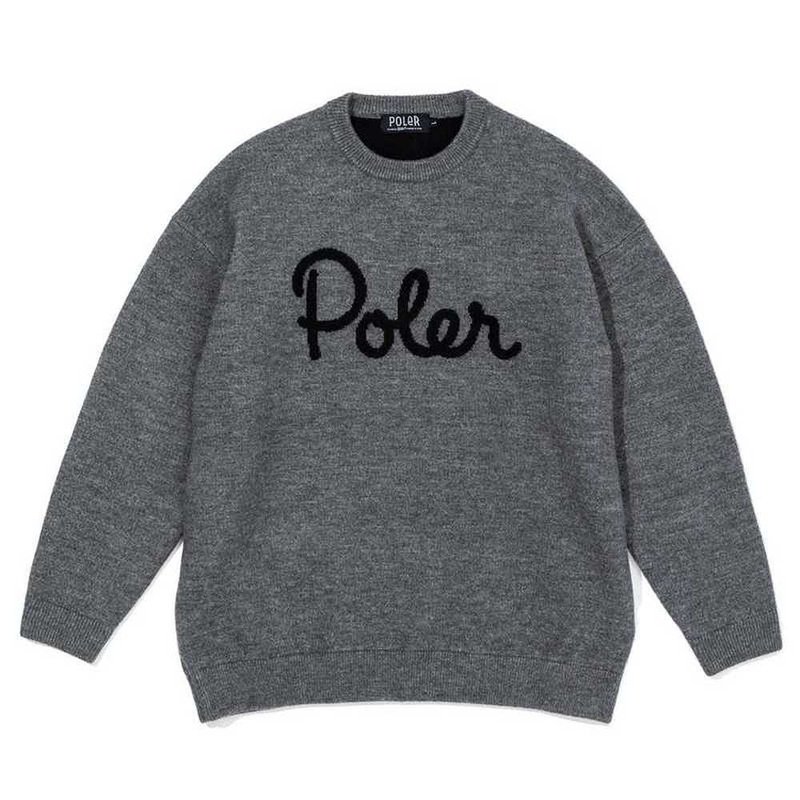 日本限定 POLER ELBOW PATCH KINT 手肘补丁针织上衣 灰色 - 男装针织衫/毛衣 - 其他材质 灰色