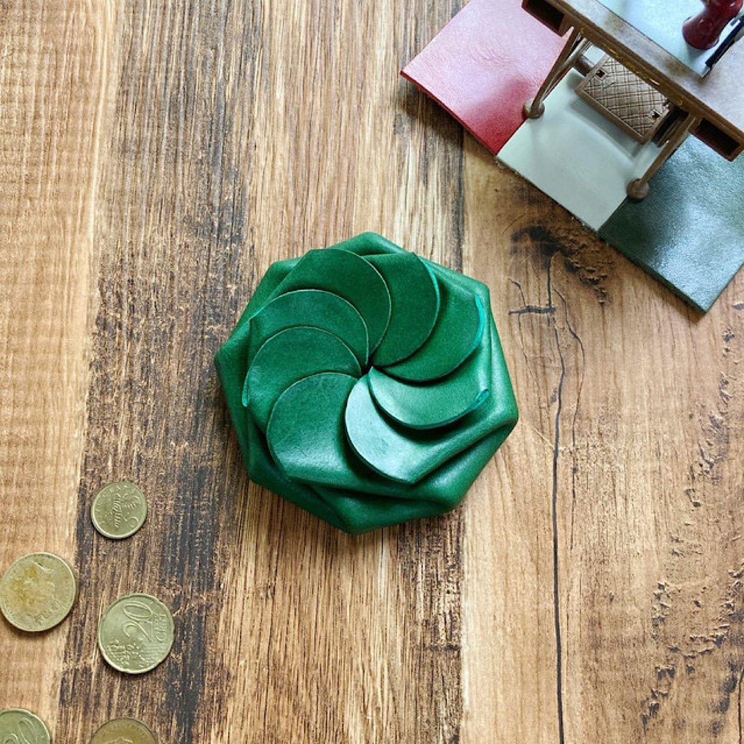 Italian Buttero One Touch Coin Case Green - 皮夹/钱包 - 真皮 绿色