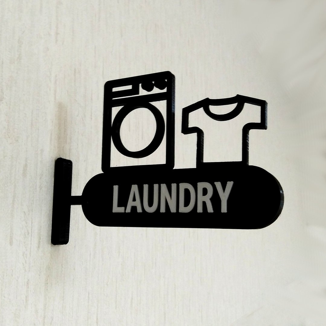 laundry room sign - 墙贴/壁贴 - 塑料 黑色