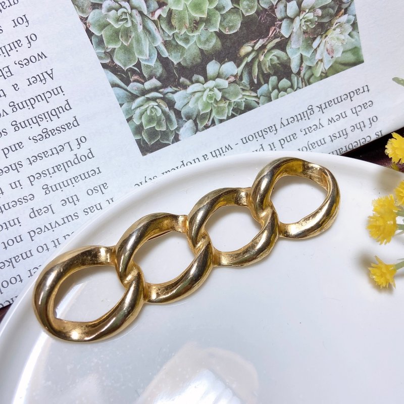 【西洋古董饰品】扭转八节圆曲设计连续型 胸针胸章 - 胸针 - 贵金属 金色
