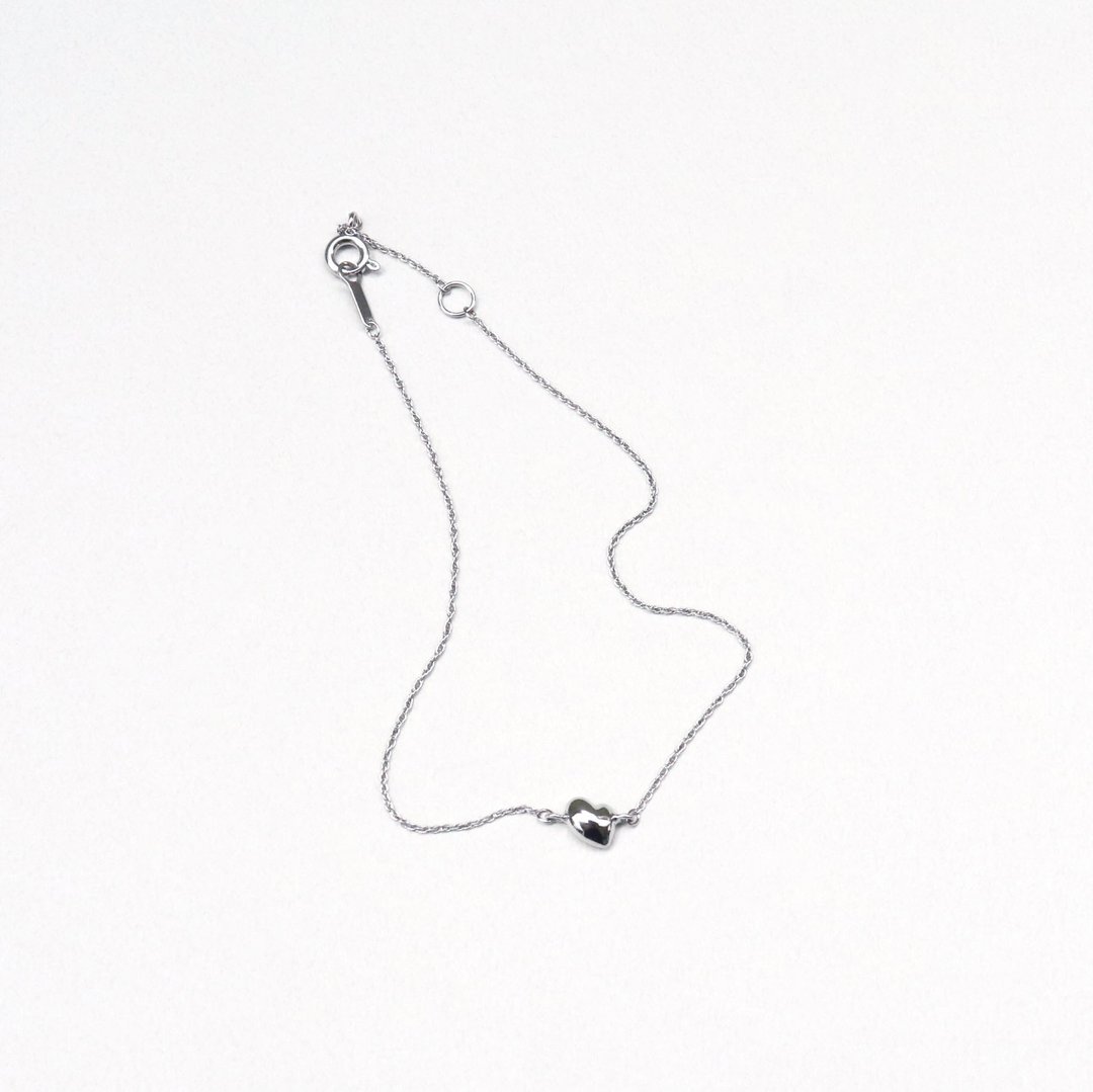 petit stainless heart anklet - 脚链/脚环 - 不锈钢 银色