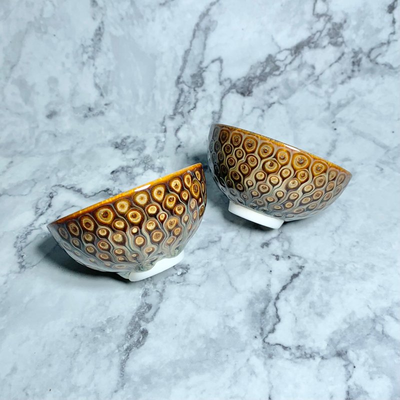 孔雀开屏 品茗对杯 80ml 邱毓宁 莺歌烧 A2-05 - 茶具/茶杯 - 瓷 多色