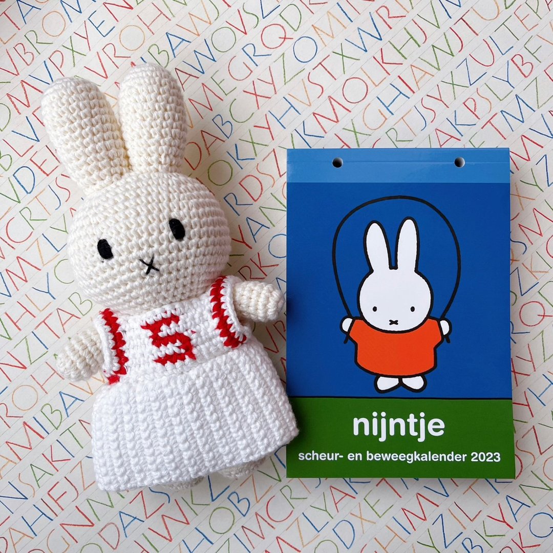 荷兰 Just Dutch | Miffy 米飞兔 编织娃娃和她的棒球洋装 - 玩偶/公仔 - 棉 白色