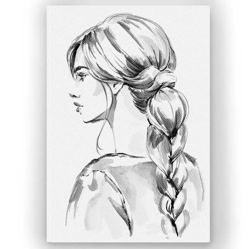 时尚插画风格水彩哭泣女性画作 水墨风装饰画 适用于卧室客厅 - 墙贴/壁贴 - 纸 灰色