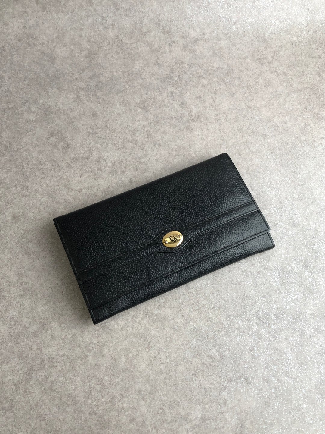 【日本直送 名牌中古包】Christian Dior クリスチャン ディオール 黑色 压纹 LOGO 皮革 零钱袋 长夹 vintage k8a5us - 皮夹/钱包 - 真皮 黑色