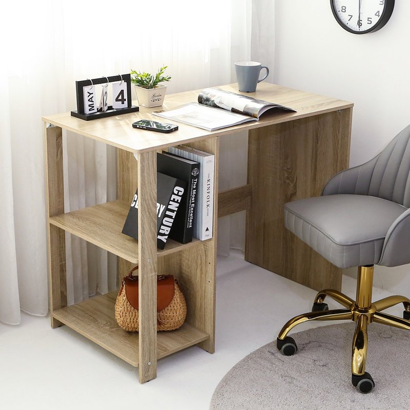 【微慢】自然木纹开放式简约收纳书桌 儿童桌 桌子 电脑桌 工作桌 - 餐桌/书桌 - 其他材质 咖啡色