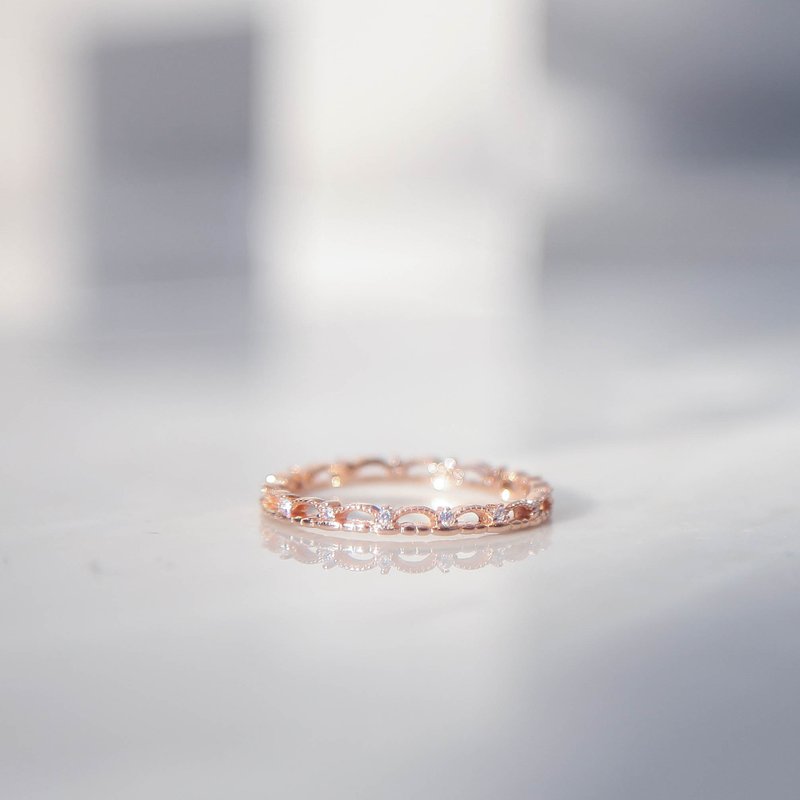 凡尔赛宫廷戒 | 轻珠宝 | 925纯银。玫瑰金。戒指。气质。优雅 - 戒指 - 纯银 