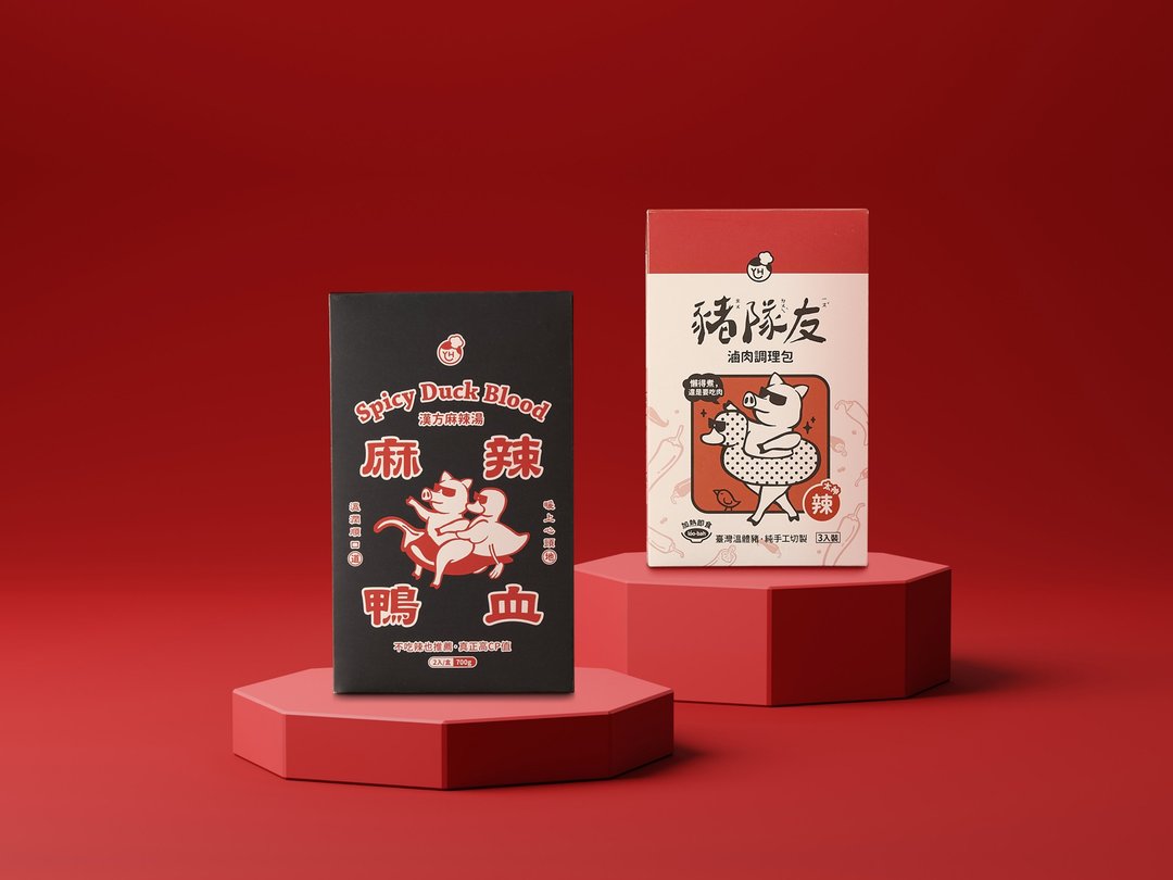 是天菜!好辣鸭!│【太神辣】猪队友卤肉+麻辣鸭血│共6盒 - 料理包 - 其他材质 红色