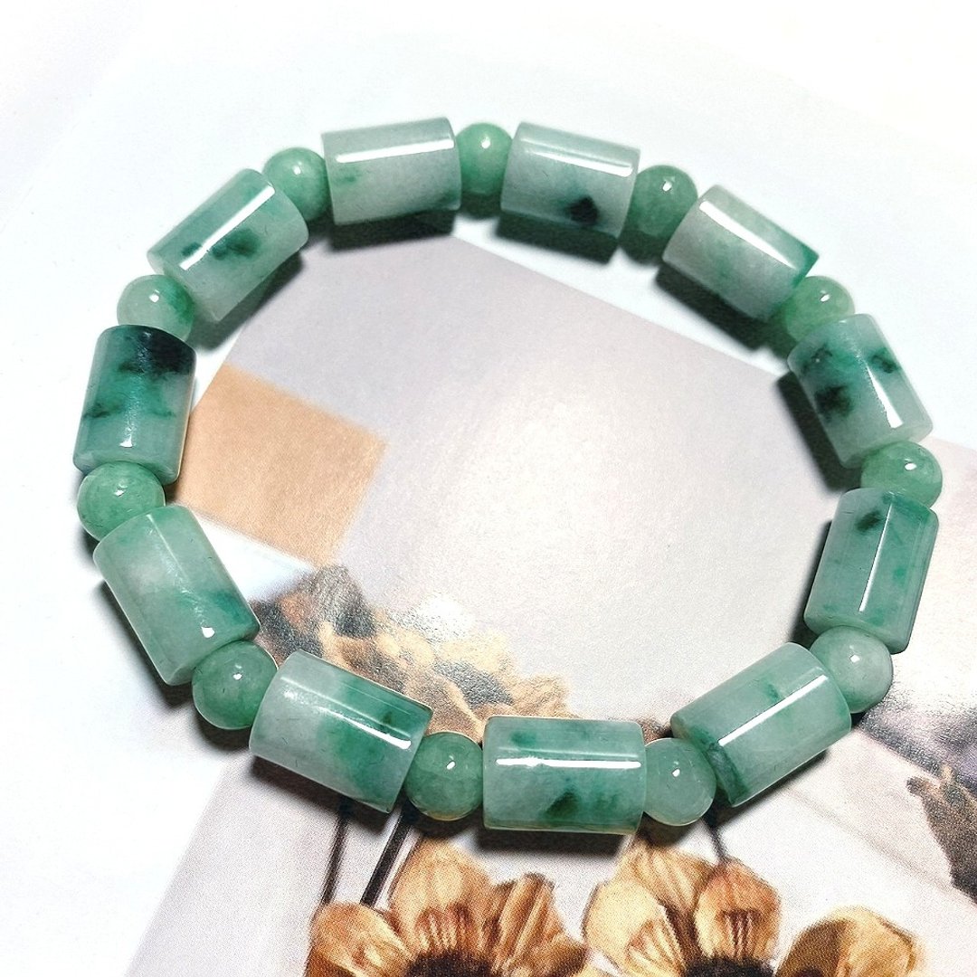 Eli Jewelry 福气招财路路通天然翡翠手串造型串珠手链 礼物包装 - 手链/手环 - 贵金属 绿色