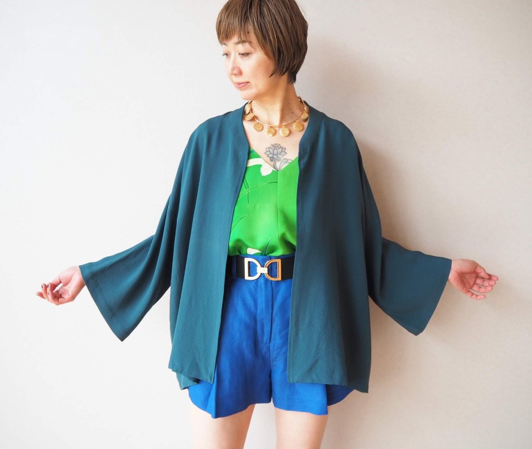 奢华真丝和服衬衫、升级改造和服衬衫、普通话领、独一无二 - 女装衬衫 - 丝．绢 