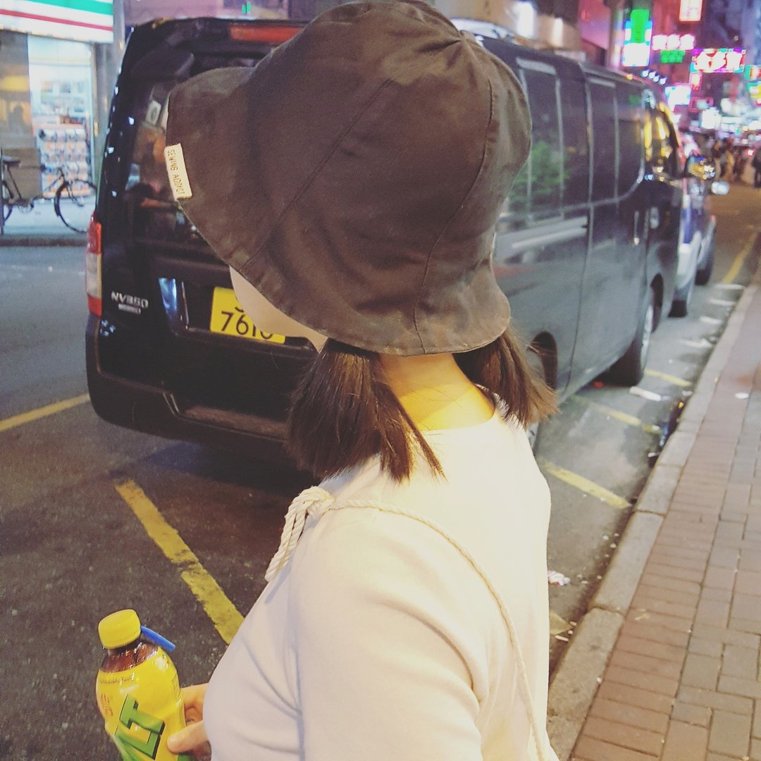简约黑色 x 军绿色 手工帽子 双面渔夫帽 - 帽子 - 其他材质 黑色