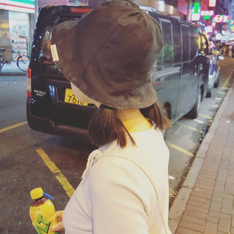 简约黑色 x 军绿色 手工帽子 双面渔夫帽 - 帽子 - 其他材质 黑色