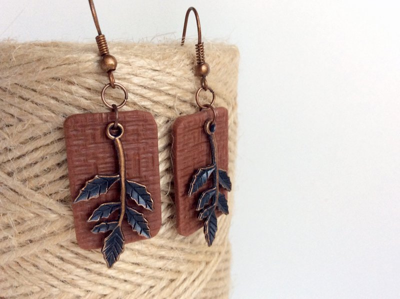 Made to ORDER polymer clay earrings*Terracotta Rust Boho Polymer Clay Earrings - 耳环/耳夹 - 粘土 咖啡色