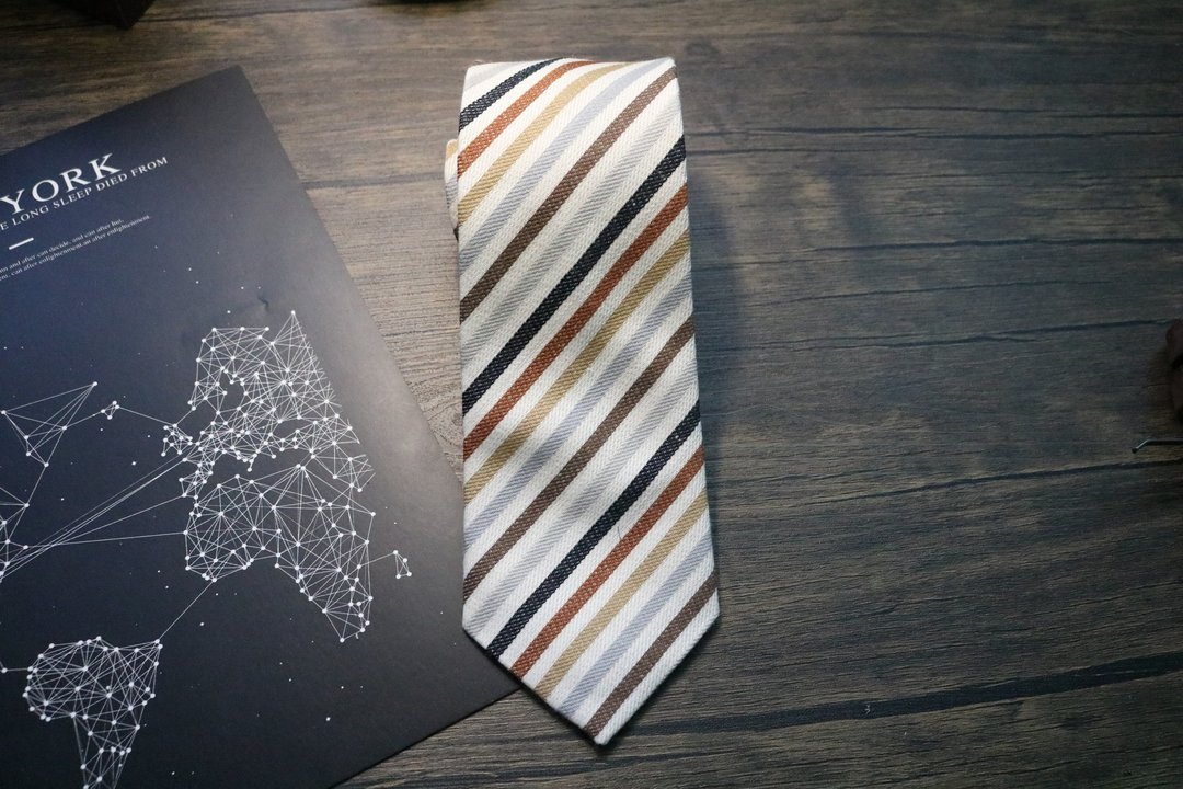復古彩條暖男系領帶/紳士質感細膩necktie - 领带/领带夹 - 棉 多色