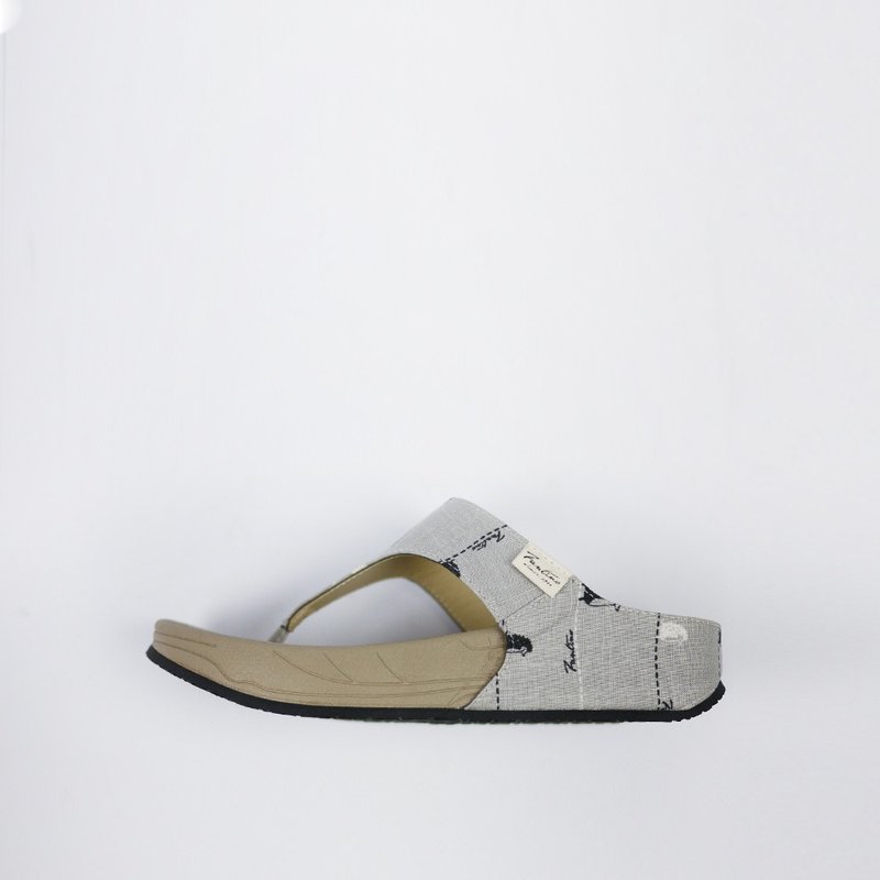 厚底夹脚室外拖 - 漫步一线间 - 月球灰 - 男女凉鞋 - 棉．麻 灰色