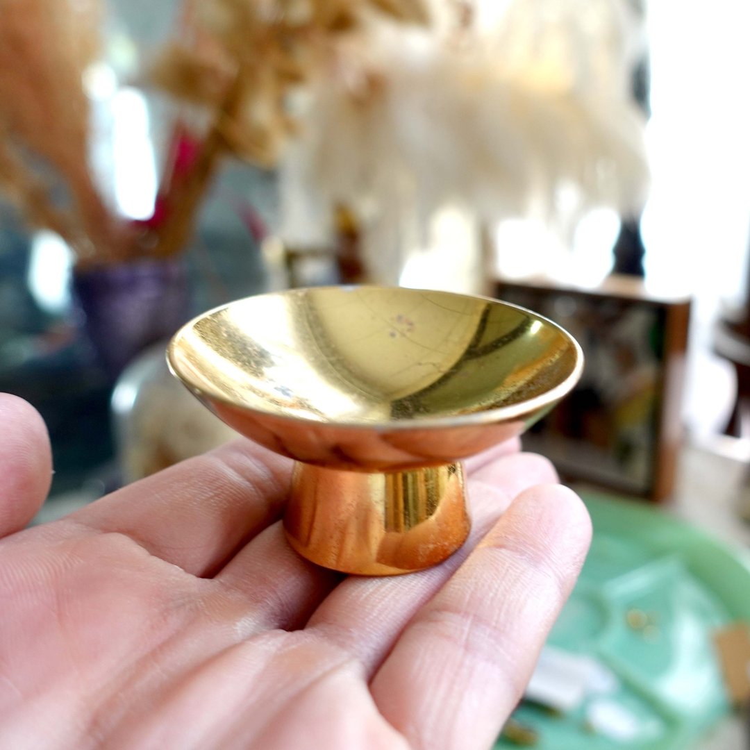 日本中古超华丽金色高脚贵气香薰杯子小物座高级二手古着珠宝首饰 - 香薰/精油/线香 - 其他金属 金色