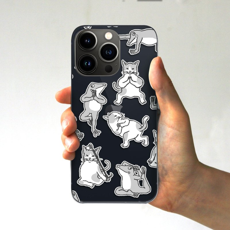 智慧型手机壳，做瑜珈的猫和青蛙，透明 - 手机壳/手机套 - 塑料 透明