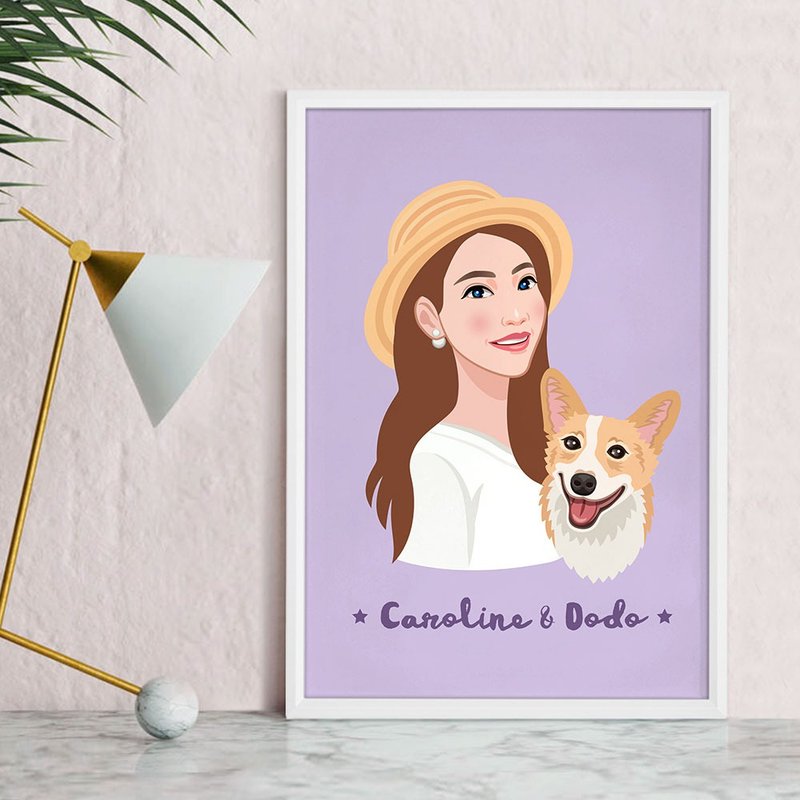 定制人像宠物画 / 送白色细相框 (卡漫风) - 订制画像 - 塑料 白色