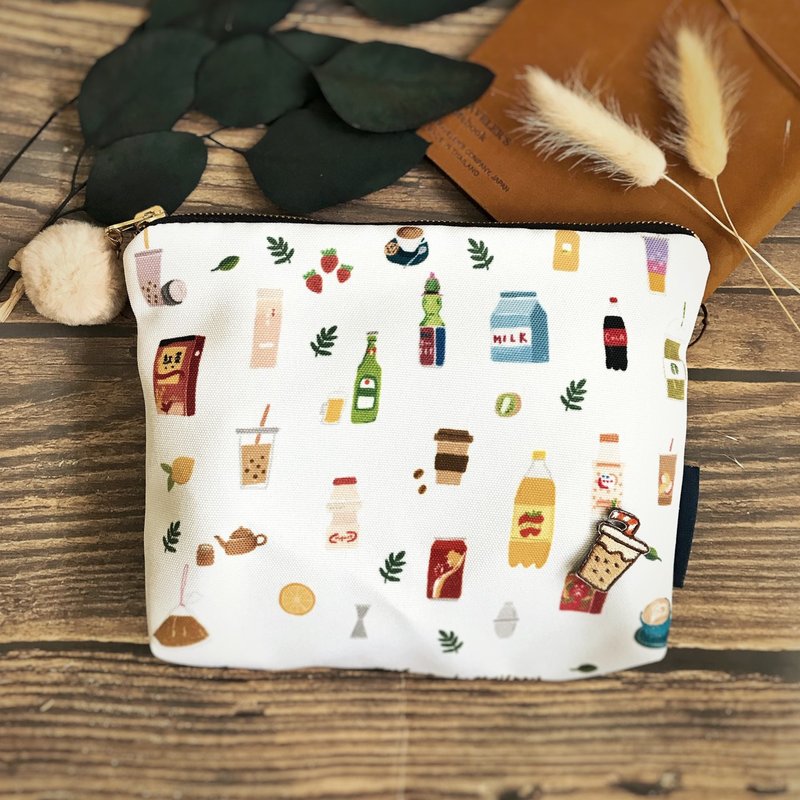 台湾饮料 | 插画防水化妆包 | 笔袋 | 杂物包 | 附胸 - 化妆包/杂物包 - 防水材质 