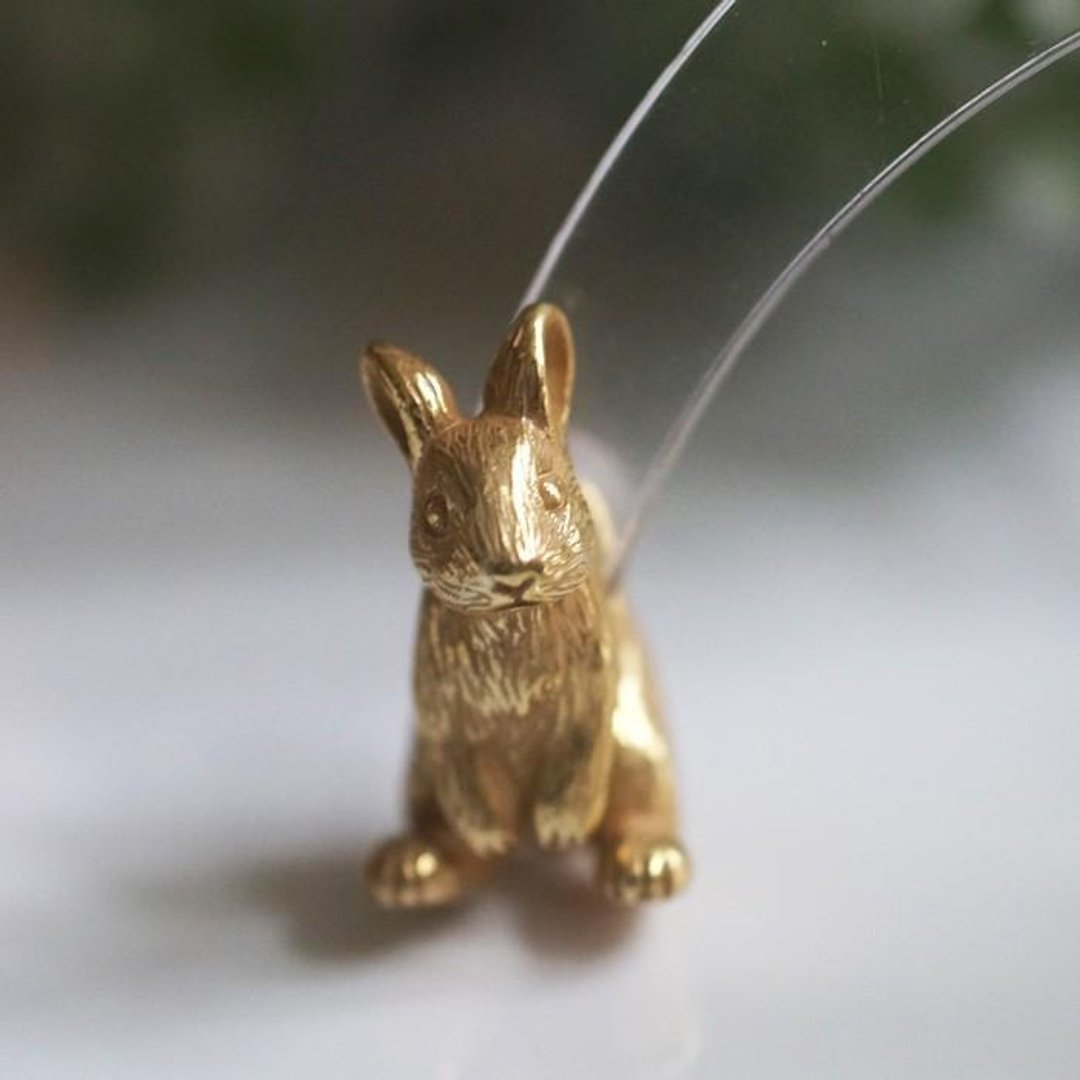 Rabbit Earrings Netherlands Dwarf One Ear / Antique Gold - 耳环/耳夹 - 其他金属 金色