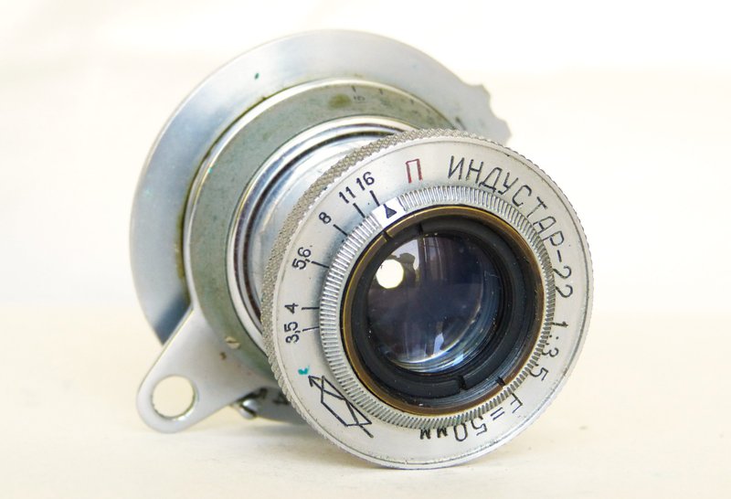 Industar-22 红色 P 3.5/50 苏联折叠镜头 KMZ M39 接口 - 相机 - 其他材质 银色