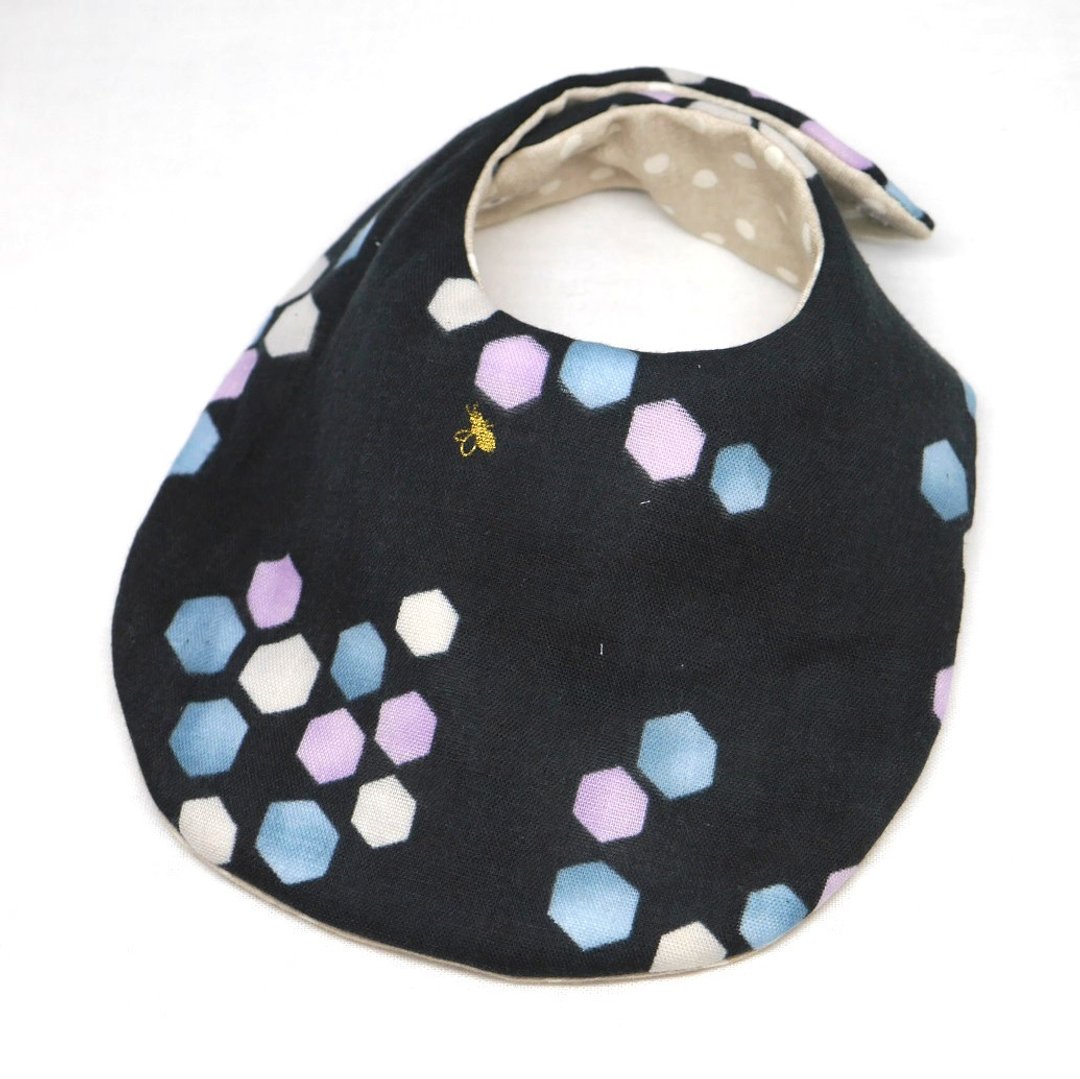 Japanese Handmade 8-layer-gauze Baby Bib - 围嘴/口水巾 - 棉 黑色
