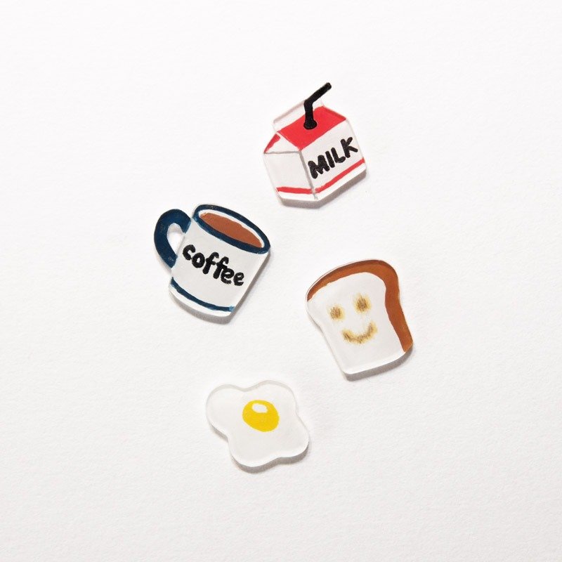 Good morning早餐们 2入可自选手绘手作耳针-不过敏钢针/可- - 耳环/耳夹 - 塑料 咖啡色