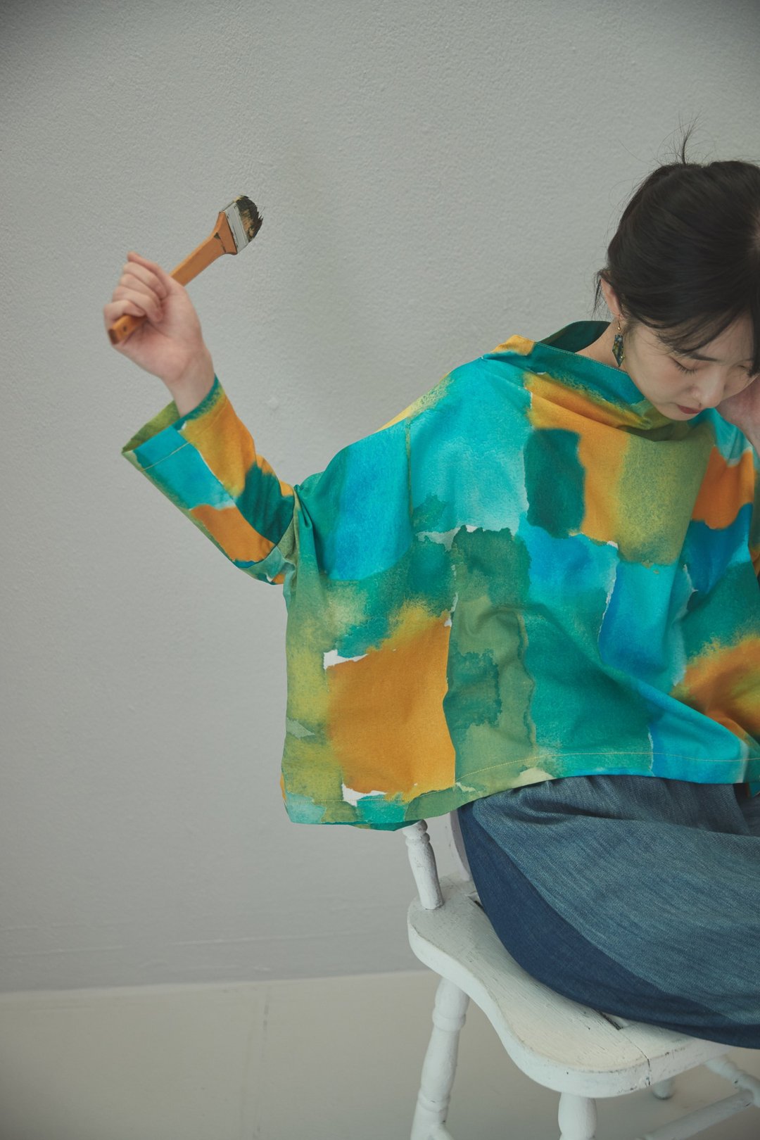 2019aw花布编号003老家浴缸  太空高领斗篷上衣 - 女装上衣 - 棉 绿色